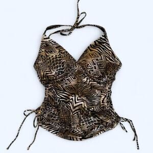 Retro multicoloured halter neck swimsuit